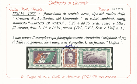PA N° 50 Triptyque surchargé SERVICI DI STATO, neuf