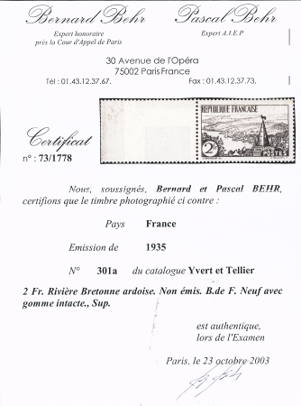 2f Rivière Bretonne ardoise, Non-émis, bdf, bon centrage,