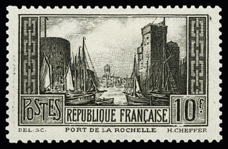 N° 261B 10F La Rochelle, brun-noir, neuf, TB, RR.
