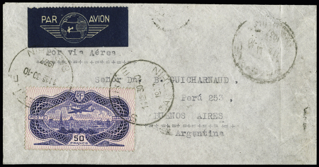N° 15 50F burelé seul sur lettre de Saverne 1937