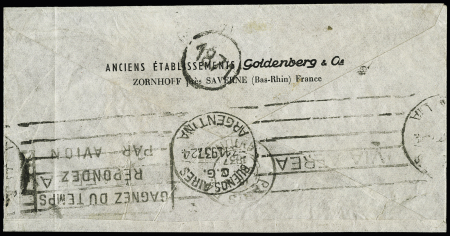 N° 15 50F burelé seul sur lettre de Saverne 1937