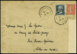 N° 4 10F sur 1F50 bleu (+n° 199) sur lettre pour