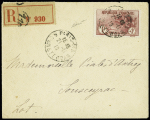 N° 154 1F +1F sur env. recommandée de Paris 1918,