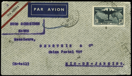 N° 321 10F Atlantique seul sur lettre du Havre 1937