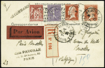 N° 216 +200 +175 sur entier Pasteur 45c de l'Expo