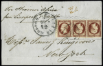 N° 17Af 80c carmin TETE-BECHE dans une bande de trois