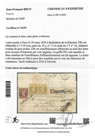 France n° 18 1F carmin et paire de 10c Bande deCert.