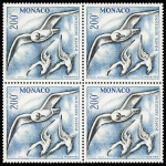 PA 66/68 Oiseaux, les 3 valeurs en bloc de 4 neuf sans