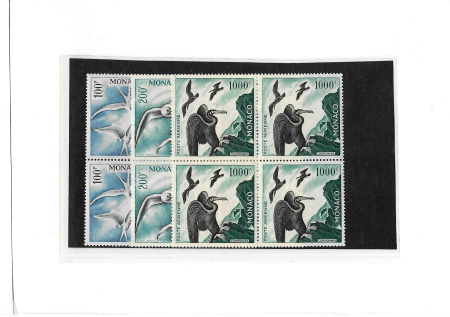 PA 66/68 Oiseaux, les 3 valeurs en bloc de 4 neuf sans