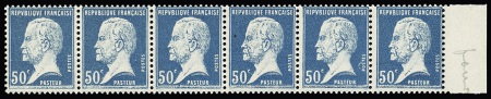 N° 11 50c Pasteur en bande horizontale de six bdf, très