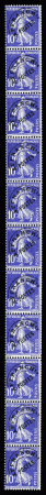 N°48 10c Semeuse outremer Préoblitéré en bande