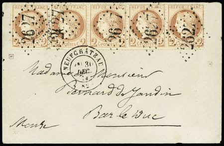 82 VOSGES NEUFCHATEAU GC2627 sur bande de cinq du n°