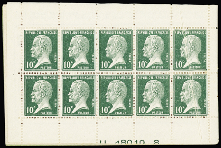 170-C1 10c Pasteur Carnet de 20 sans pub Sé"rie 49,