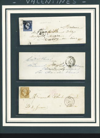 1849-1864 Joli lot de 13 enveloppes VALENTINE sur pages