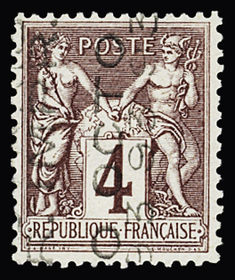 N° 14a 4c lilas-brun, sans quantième, TB. Signé