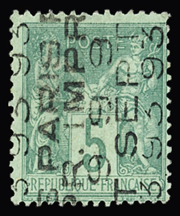 N° 15a 5c vert, sans quantième, TTB. Signé Calves