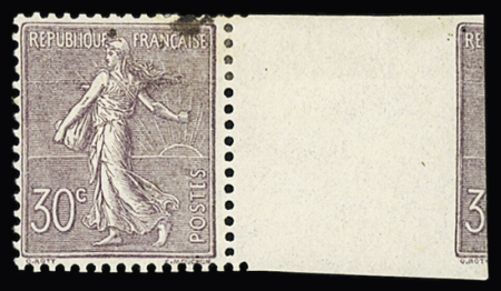 N° 133c 30c violet, non dentelé tenant à dentelé