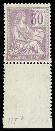 N°115a 30c violet, variété chiffre déplacé avec