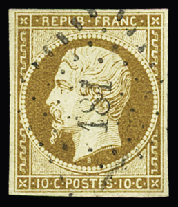 N° 9 10c bistre-jaune, oblitération légère PC 181
