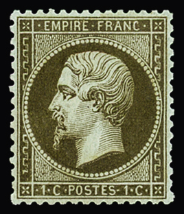 N° 19b 1c vert-olive mordoré dentelé, neuf sans