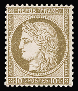 N° 54 10c brun s. rose, neuf sans charnière, TTB.