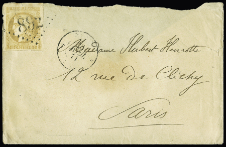 N° 43B 10c Bordeaux (pd) obl. GC 892 de Chapelle St