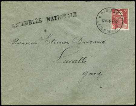 N° 719A obl. 01.01.1947 sur lettre avec griffe ASSEMBLEE