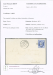 N° 46Ae Rarissime 20c outremer (nuance vive) sur lettre