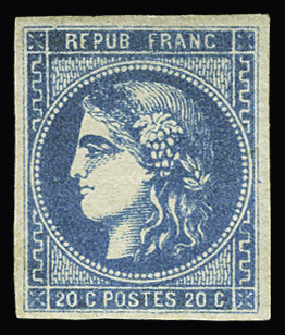 N° 46Ba 20c bleu foncé, Type III Report 2 neuf légère