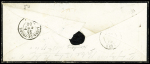 1850 Paire du 40 centimes oblitérée grille sur lettre