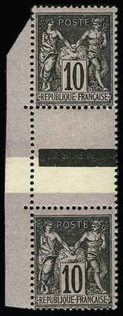 N°89f 10c noir s. lilas, Type II tenant par interpanneau