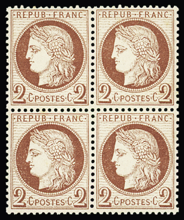 N° 51 2c. rouge-brun, en bloc de 4, neuf grand luxe.