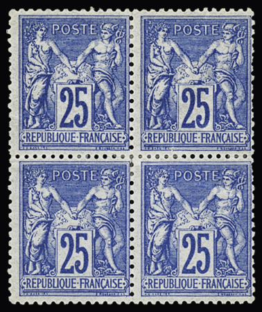 N°79 25c bleu, Type II, en bloc de 4, neuf