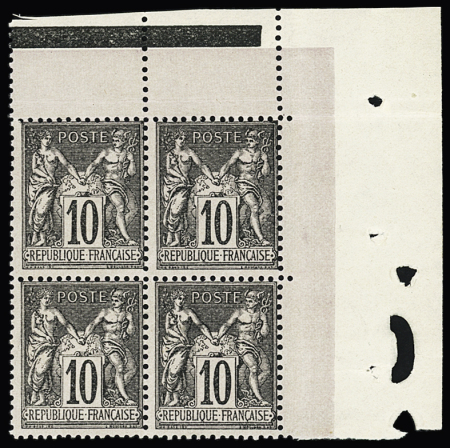 N°89 10c noir s. lilas, Types II, en bloc de 4 avec