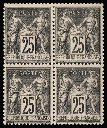 N°97 25c noir s. rose, Type II, en bloc de 4, neuf