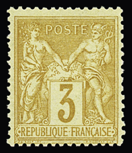 N° 86 3c bistre-jaune, neuf sans trace de charnière.