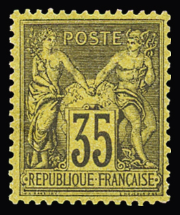 N°93 35c violet-noir, Type II, neuf avec trace de