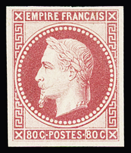 N° 32B 80c rose, impression Rothschild, neuf charnière
