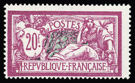 N° 208 20fr. lilas-rose et vert- bleu, neuf sans charnière,