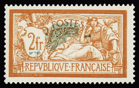 N°145d/ 145f 2fr. orange et vert- bleu, sans teinte