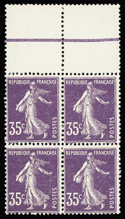 N°142 35c violet, Type I, en bloc de 4 avec bdf et