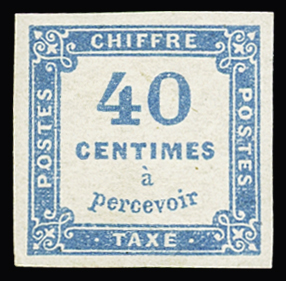 N° 7 40c bleu, neuf charnière propre. TB. Signé