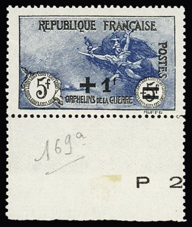 N° 169a Orphelin, noir et bleu avec bdf, neuf sans