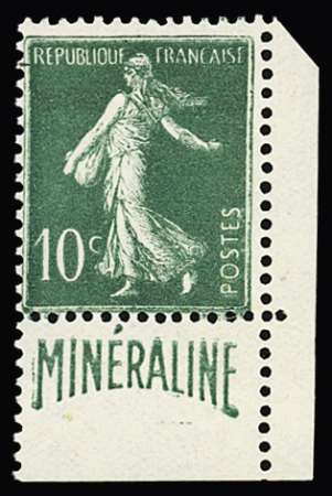N° 188A 10c vert, pub Minéraline avec bdf, neuf sans