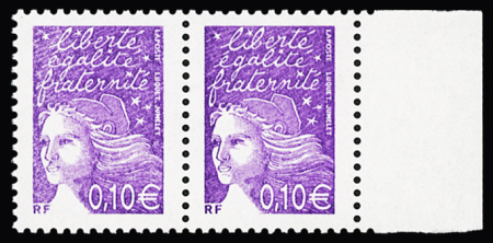 N° 3446a 0,10 € violet-rouge, variété sans bande