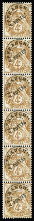 N°42 4c Blanc surchargé, Roulette de 6, TTB, R.