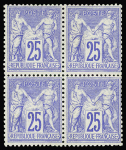 N°78 25c outremer Type II en bloc de 4, infime trace