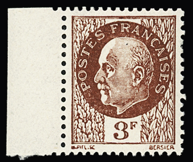 N° 3F brun, non émis, TTB, R. Signé Calves