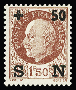 N° 552d +50 sur 1F50 brun, TTB, R. Signé JF.Brun