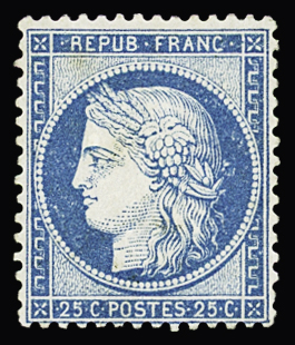 N° 60B 25c bleu Type II, TB, R. Signé Calves